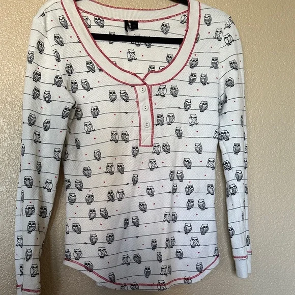 Kensie White & Red Owl Pajama Set - Picture 3 of 9